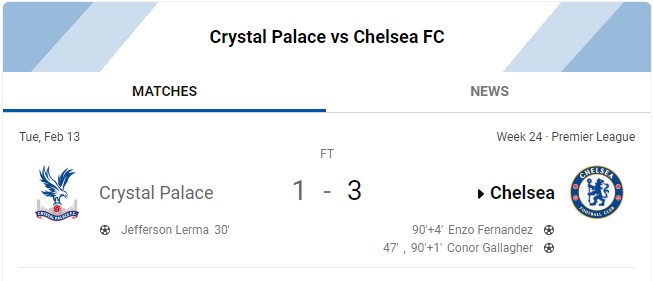 Crystal Palace vs Chelsea
